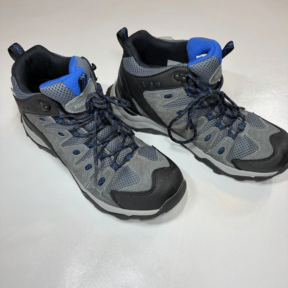 Eddie Bauer Red Lodge Mid Hiking Boots Mens 10 Gray Blue Waterproof Trail Shoes